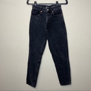 ZARA Black Distressed High Rise Jeans 4 Straight